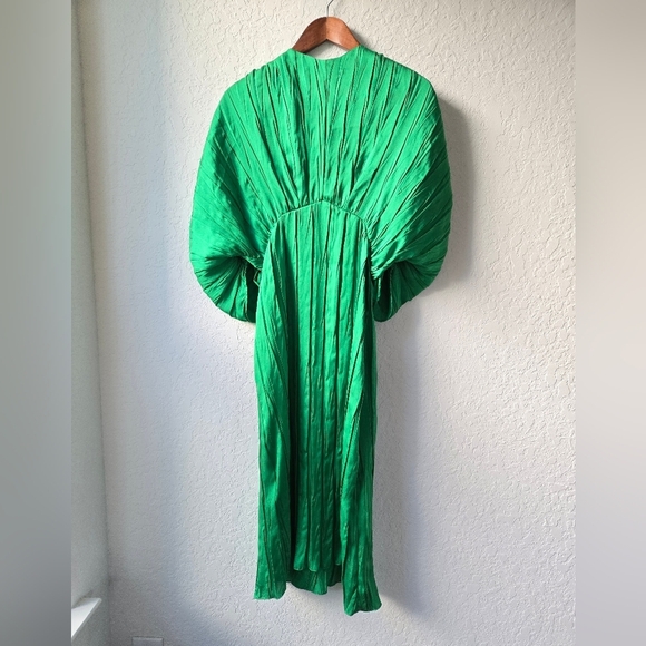 ZARA LIMITED EDITION GREEN PLEATED MIDI DRESS WITH PUFF SLEEVES 2297/693 small - Picture 6 of 15